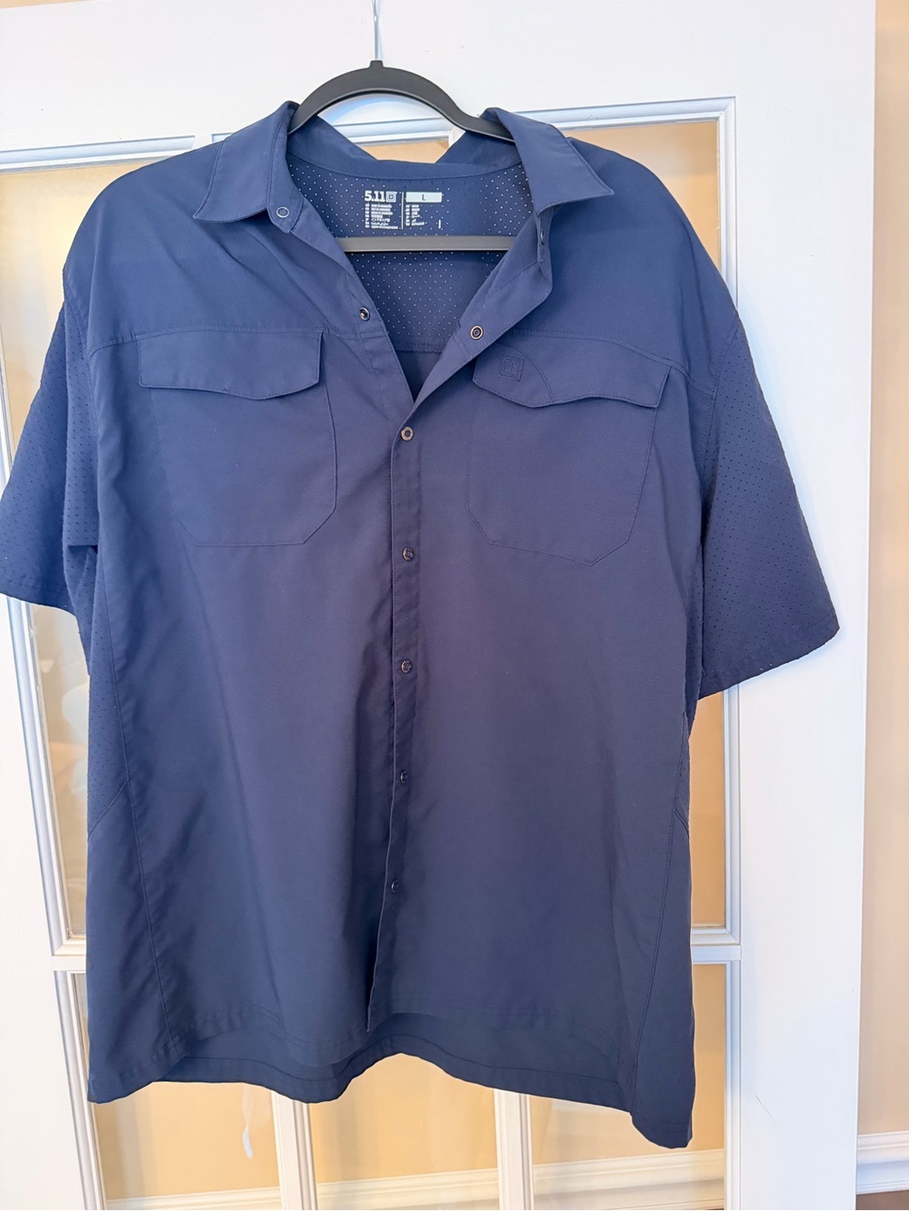 5.11 Tactical Short Sleeve Button-Front Work Shirt in Navy
